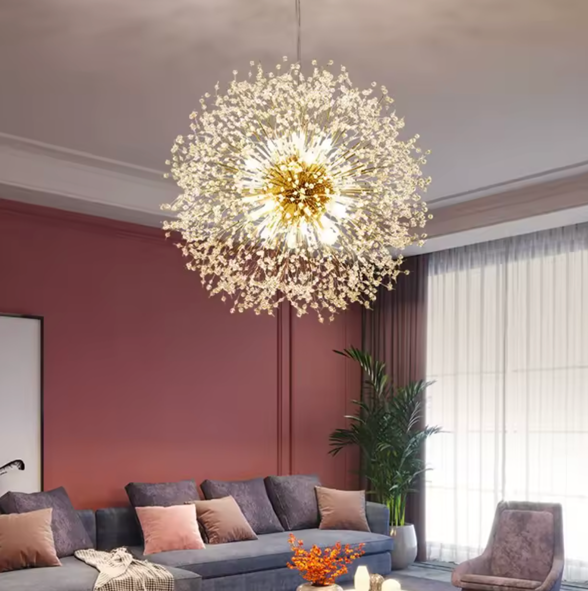 Moderne Paardenbloem LED Hanglamp – Acryl Sterrenhemel Design & Vuurbal Effect