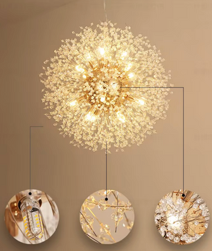 Moderne Paardenbloem LED Hanglamp – Acryl Sterrenhemel Design & Vuurbal Effect