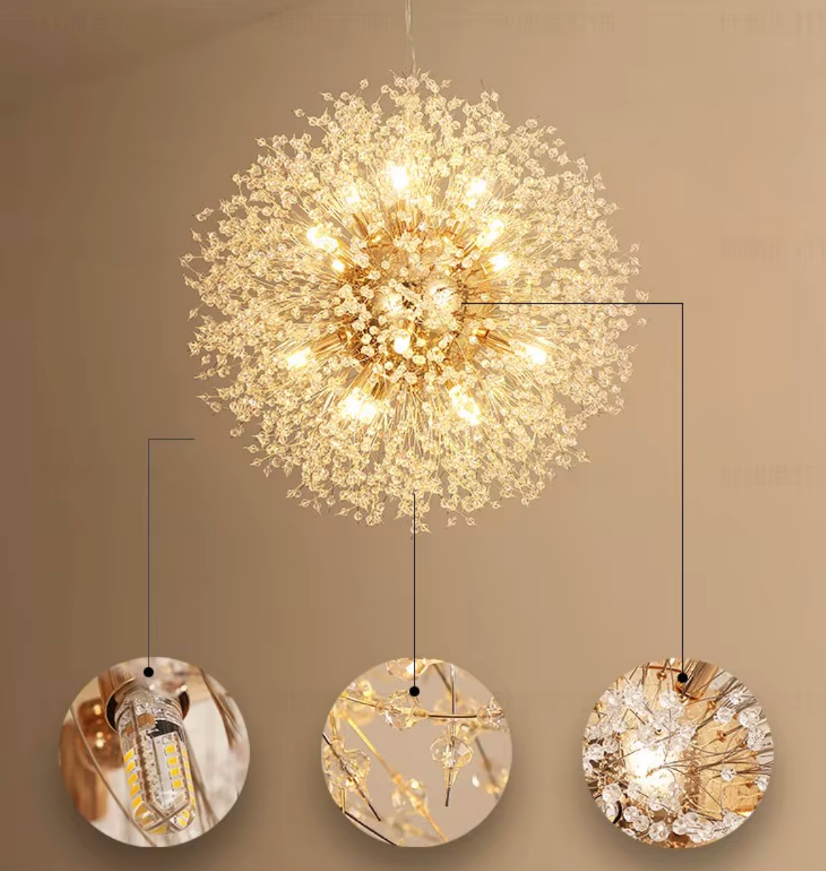 Moderne Paardenbloem LED Hanglamp – Acryl Sterrenhemel Design & Vuurbal Effect