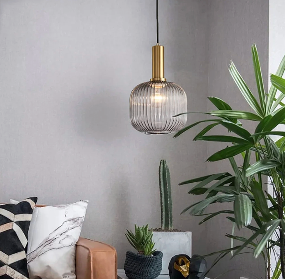 Nordic Glazen Hanglamp – Cognac, Groen, Wit & Rookgrijs, Modern Design