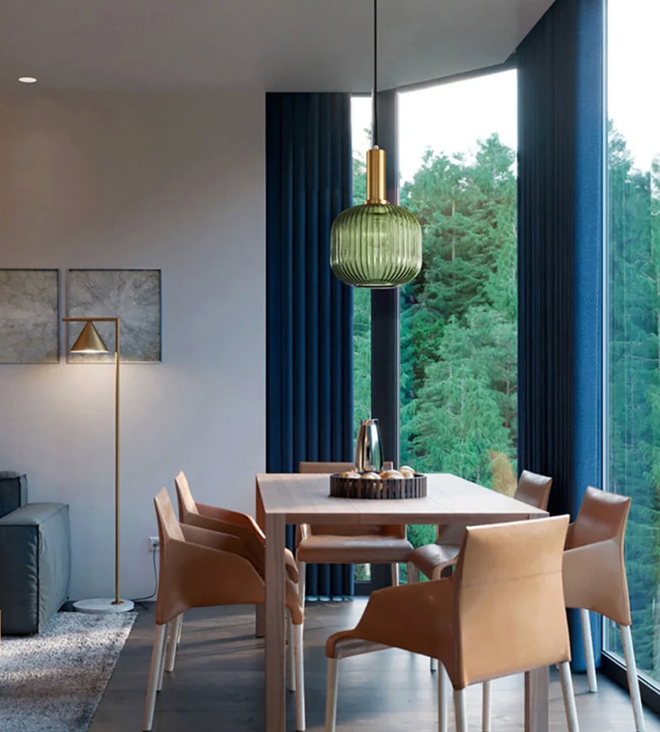 Nordic Glazen Hanglamp – Cognac, Groen, Wit & Rookgrijs, Modern Design