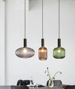 Nordic Glazen Hanglamp – Cognac, Groen, Wit & Rookgrijs, Modern Design