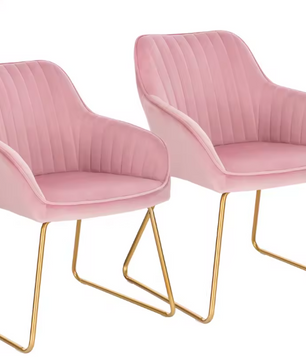 Set van 2 Fluwelen Eetkamerstoelen – Met Armleuningen & Metalen Poten, Modern en Comfortabel