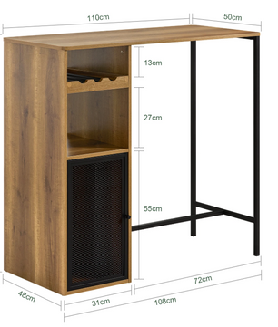 Industriële Bartafel met Opbergruimte – 110×105×50 cm, Hout & Metaal