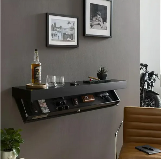 Houten Wandplank met Verborgen Opbergruimte – Zwevend Wandrek 40 cm