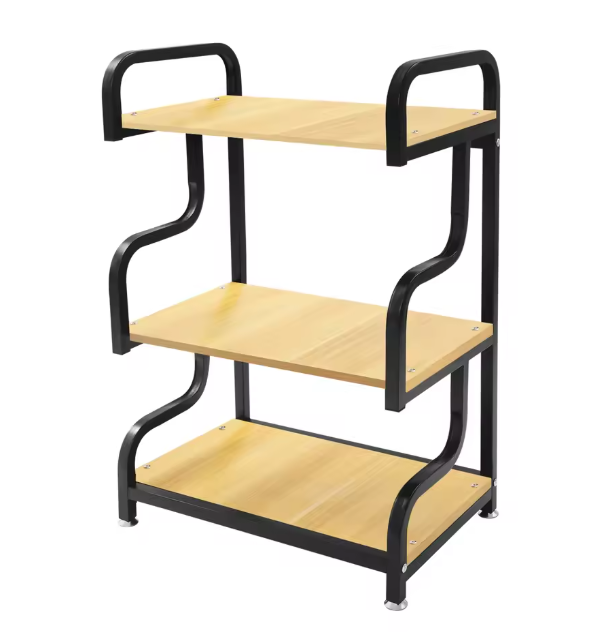 3-laags Printerstandaard van Hout en Staal – Verstelbare Planken, 94 cm