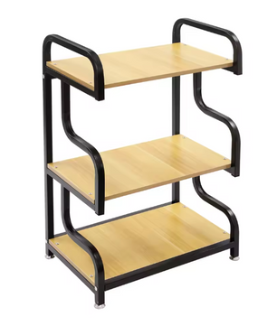 3-laags Printerstandaard van Hout en Staal – Verstelbare Planken, 94 cm