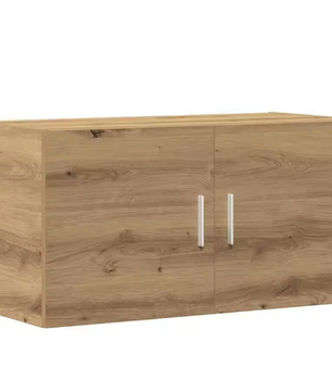 Houten Wandkast met 2 Deuren – MDF Opbergkast in Eikenlook, Modern Design
