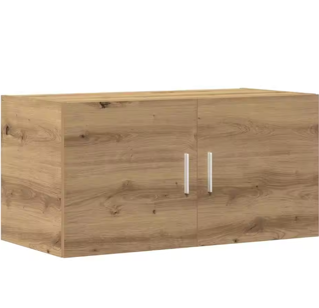Houten Wandkast met 2 Deuren – MDF Opbergkast in Eikenlook, Modern Design