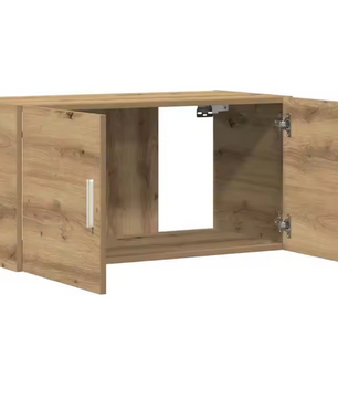Houten Wandkast met 2 Deuren – MDF Opbergkast in Eikenlook, Modern Design