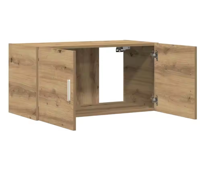 Houten Wandkast met 2 Deuren – MDF Opbergkast in Eikenlook, Modern Design