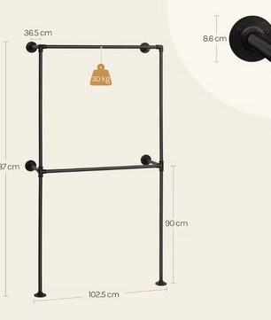 Industriële Wandgarderobe met Planken en Kledingroede – Open Wandkast