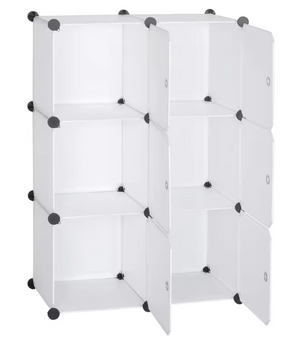 Modulaire Opbergkast met 6 Vakken – Kunststof Kast met Deuren en Stalen Frame, 96x96x30 cm
