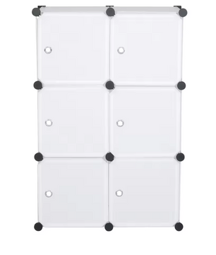 Modulaire Opbergkast met 6 Vakken – Kunststof Kast met Deuren en Stalen Frame, 96x96x30 cm