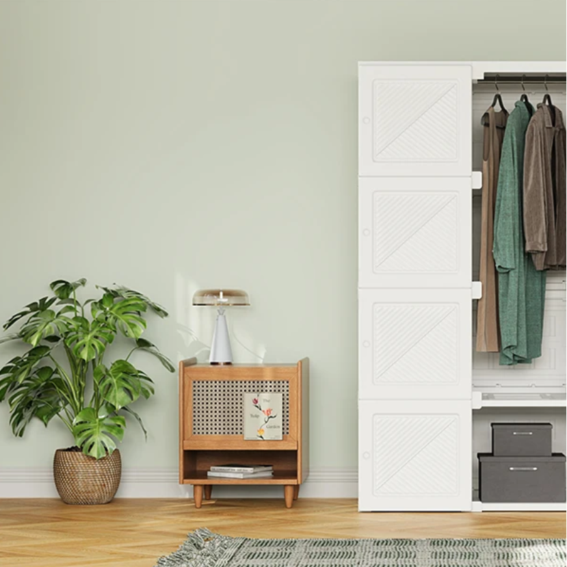 Opvouwbare Witte Kledingkast – 6 Deuren en 6 Vakken 69x50x136 cm