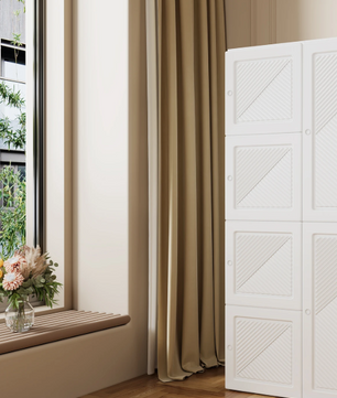 Opvouwbare Witte Kledingkast – 6 Deuren en 6 Vakken 69x50x136 cm