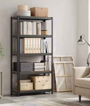 Industriële Opbergkast met 5 Verstelbare Planken – Metalen Frame en amp; Houtlook – 180×90×40 cm