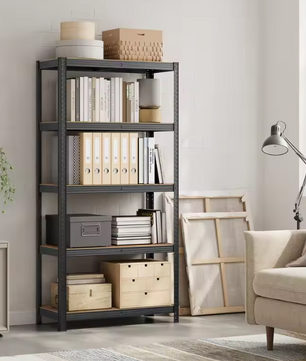 Industriële Opbergkast met 5 Verstelbare Planken – Metalen Frame en amp; Houtlook – 180×90×40 cm