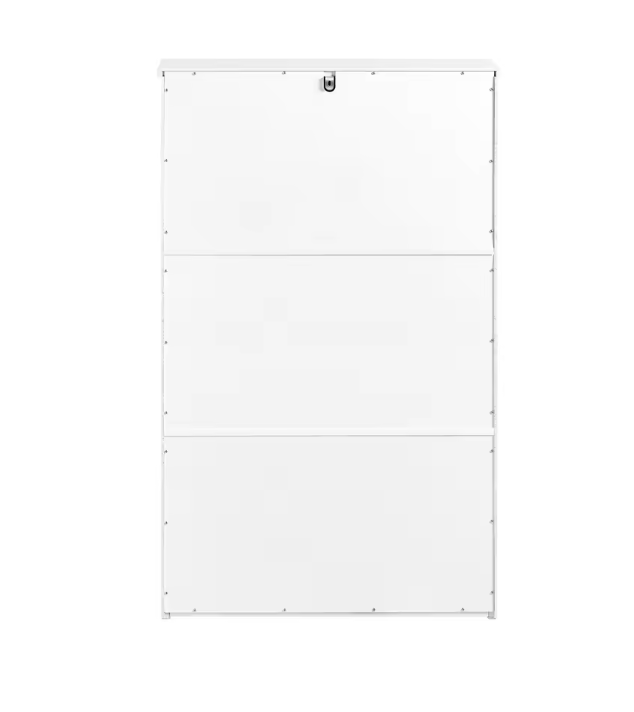 Schoenenkast met 2 Kleppen en Lade – Smal Schoenenrek met 4 Opbergplanken, Wit