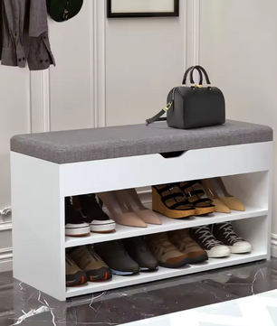 Schoenenbank met opklapzitting en 2 open planken