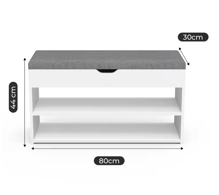 Schoenenbank met opklapzitting en 2 open planken