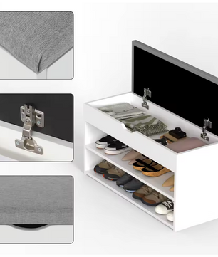 Schoenenbank met opklapzitting en 2 open planken