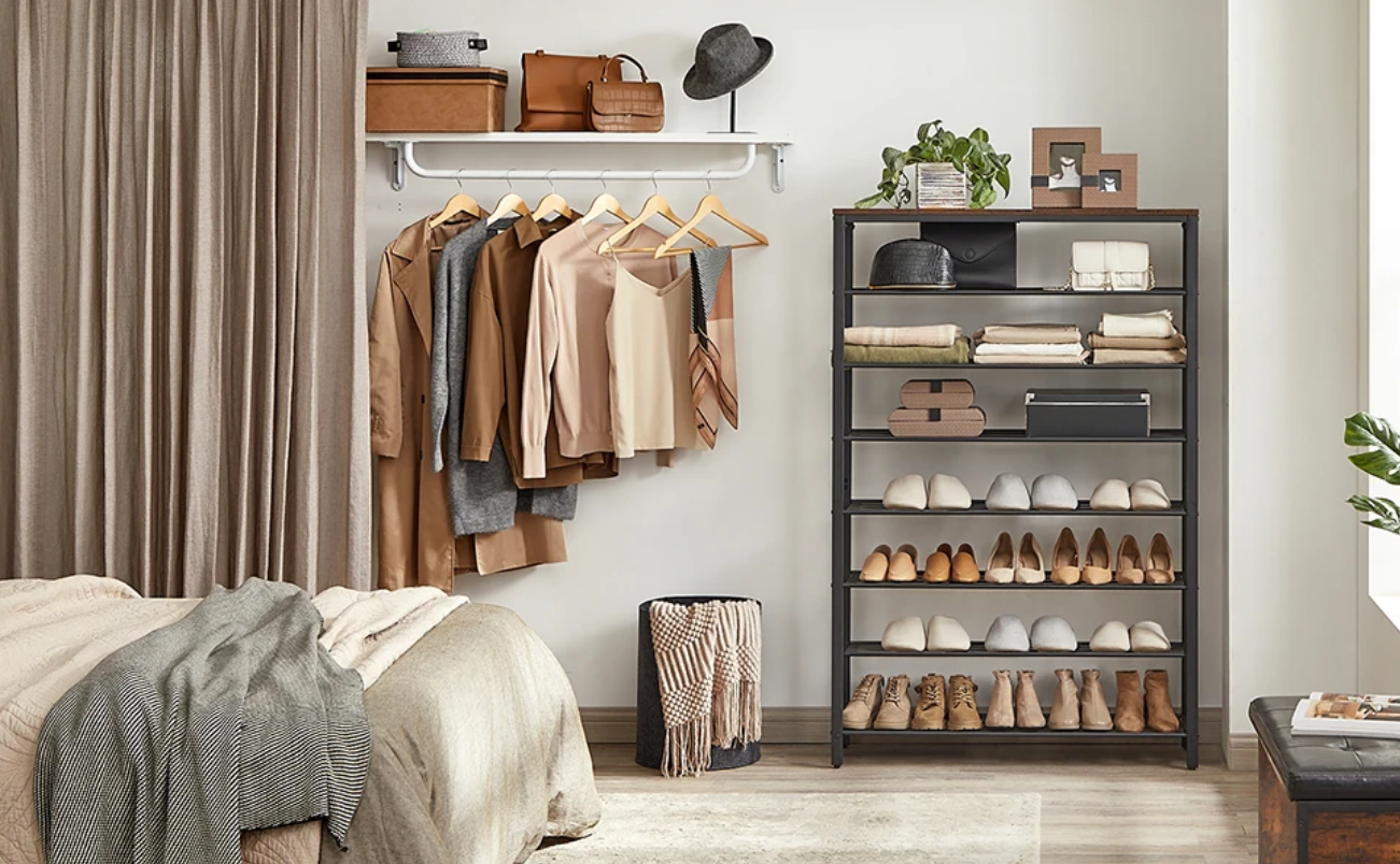 Hoog Schoenenrek met 7 Lagen – Metalen Frame en Ruime Opslag