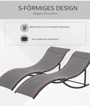 Set van 2 Aluminium Tuinligstoelen – Ergonomisch & Opvouwbaar met Ademend Textileen