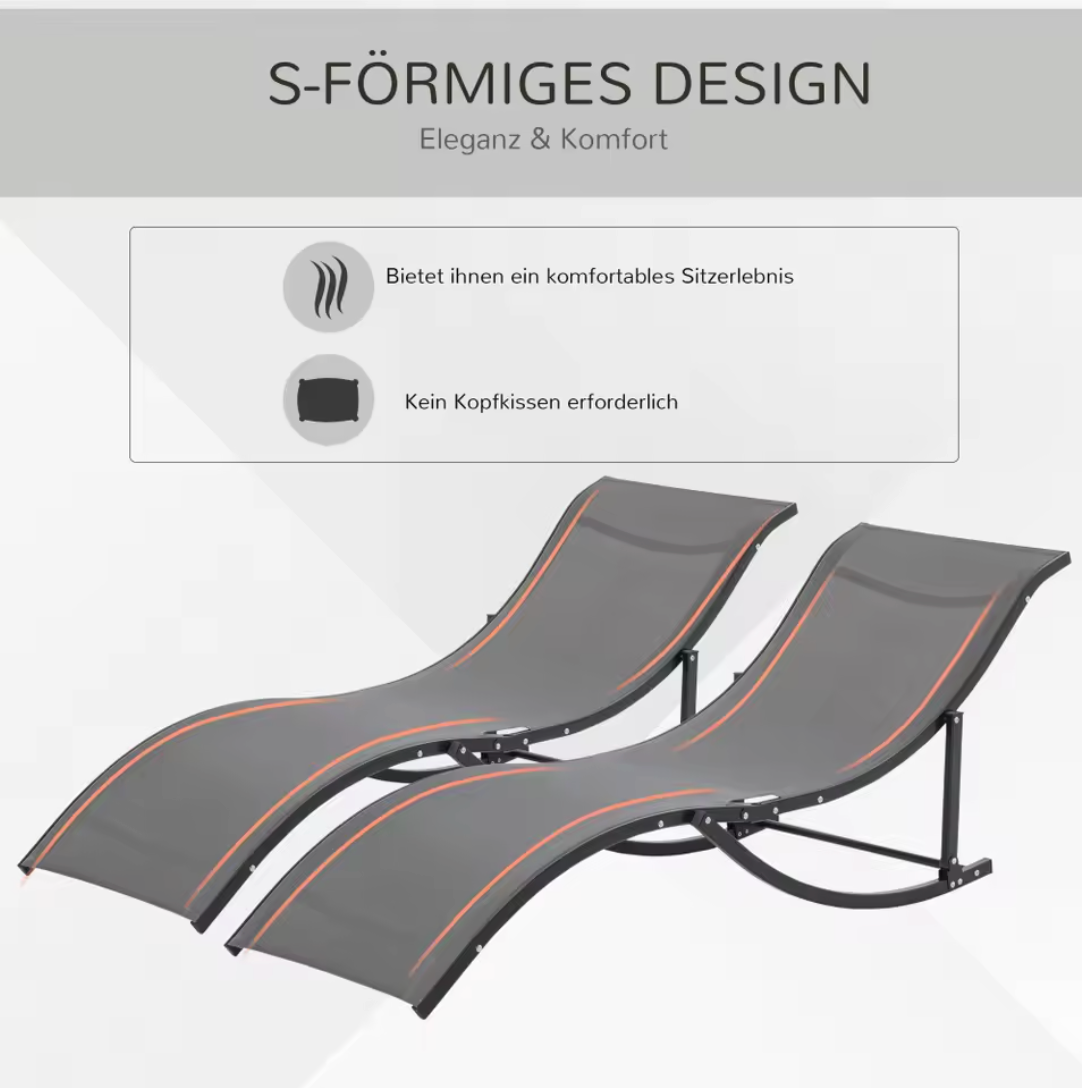 Set van 2 Aluminium Tuinligstoelen – Ergonomisch & Opvouwbaar met Ademend Textileen