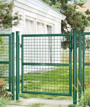 Afsluitbare Tuinpoort van Gegalvaniseerd Staal – Met Palen, Slot & Sleutels, Roostergaas, Weer- & Roestbestendig – 106 × 150 cm