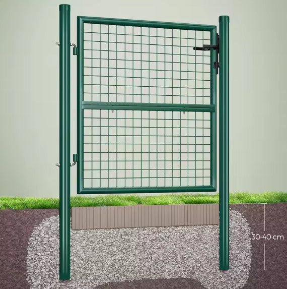 Afsluitbare Tuinpoort van Gegalvaniseerd Staal – Met Palen, Slot & Sleutels, Roostergaas, Weer- & Roestbestendig – 106 × 150 cm