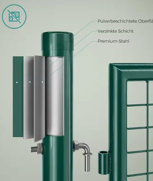 Afsluitbare Tuinpoort van Gegalvaniseerd Staal – Met Palen, Slot & Sleutels, Roostergaas, Weer- & Roestbestendig – 106 × 150 cm