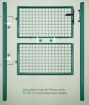 Afsluitbare Tuinpoort van Gegalvaniseerd Staal – Met Palen, Slot & Sleutels, Roostergaas, Weer- & Roestbestendig – 106 × 150 cm