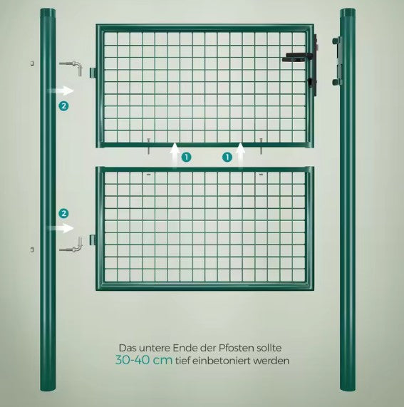 Afsluitbare Tuinpoort van Gegalvaniseerd Staal – Met Palen, Slot & Sleutels, Roostergaas, Weer- & Roestbestendig – 106 × 150 cm