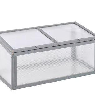 Mini Tuinkas van Hout en Polycarbonaat met Opvouwbaar Dak – 90 × 46 × 40 cm – Compact Weerbestendig Kweekkasje met Honingraatpanelen voor Balkon en Tuin