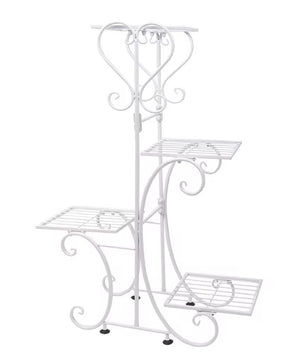 Metalen Plantenstandaard met 4 Lagen – Europees Design – Gecoat IJzer – 57 × 81 cm – Roestbestendig en Ruimtebesparend voor Binnen en Buiten