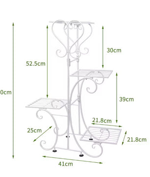 Metalen Plantenstandaard met 4 Lagen – Europees Design – Gecoat IJzer – 57 × 81 cm – Roestbestendig en Ruimtebesparend voor Binnen en Buiten