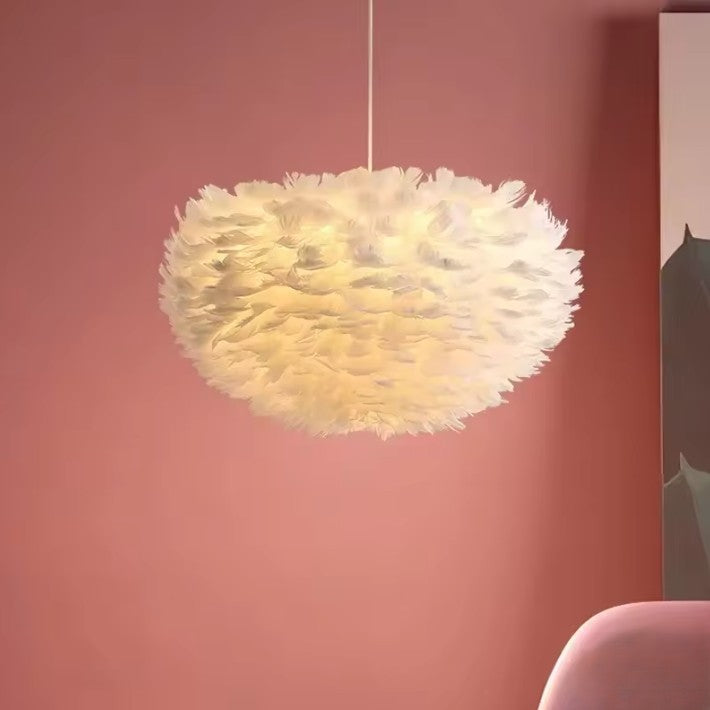 Veren Kroonluchter met Ganzenveren – Scandinavische Design Hanglamp met E27 LED – Luxe & Sfeervolle Verlichting voor Woonkamer, Slaapkamer & Horeca