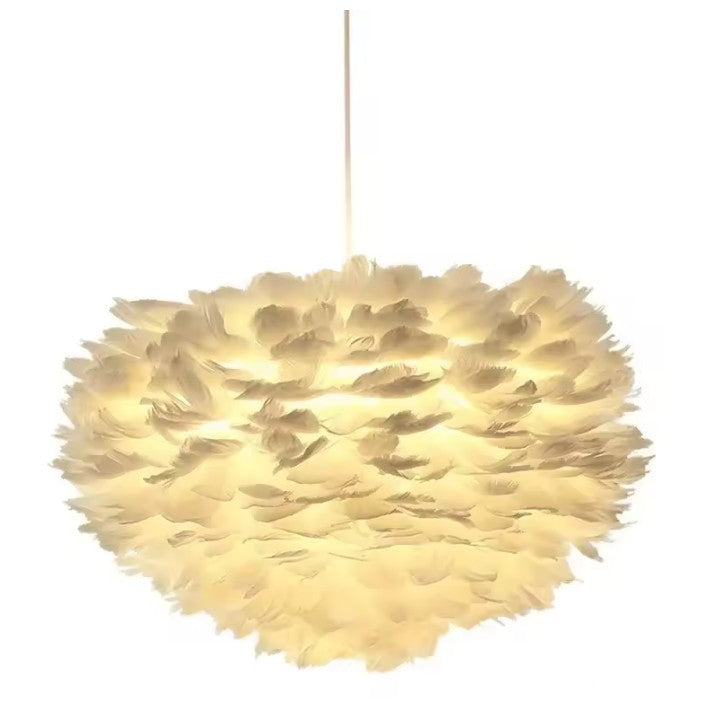 Veren Kroonluchter met Ganzenveren – Scandinavische Design Hanglamp met E27 LED – Luxe & Sfeervolle Verlichting voor Woonkamer, Slaapkamer & Horeca