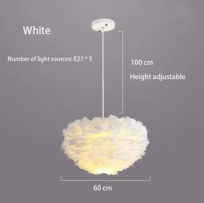 Veren Kroonluchter met Ganzenveren – Scandinavische Design Hanglamp met E27 LED – Luxe & Sfeervolle Verlichting voor Woonkamer, Slaapkamer & Horeca