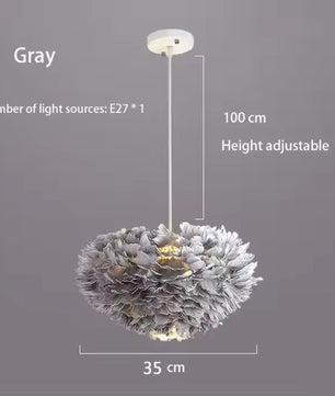 Veren Kroonluchter met Ganzenveren – Scandinavische Design Hanglamp met E27 LED – Luxe & Sfeervolle Verlichting voor Woonkamer, Slaapkamer & Horeca