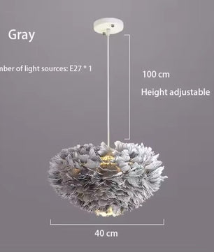 Veren Kroonluchter met Ganzenveren – Scandinavische Design Hanglamp met E27 LED – Luxe & Sfeervolle Verlichting voor Woonkamer, Slaapkamer & Horeca