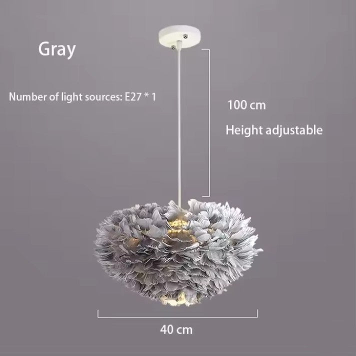 Veren Kroonluchter met Ganzenveren – Scandinavische Design Hanglamp met E27 LED – Luxe & Sfeervolle Verlichting voor Woonkamer, Slaapkamer & Horeca
