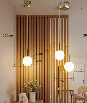 Moderne LED Hanglamp met Glazen Bol – Scandinavisch Design – Witte of Rookgrijze Plafondlamp voor Slaapkamer, Studiekamer & Hotel