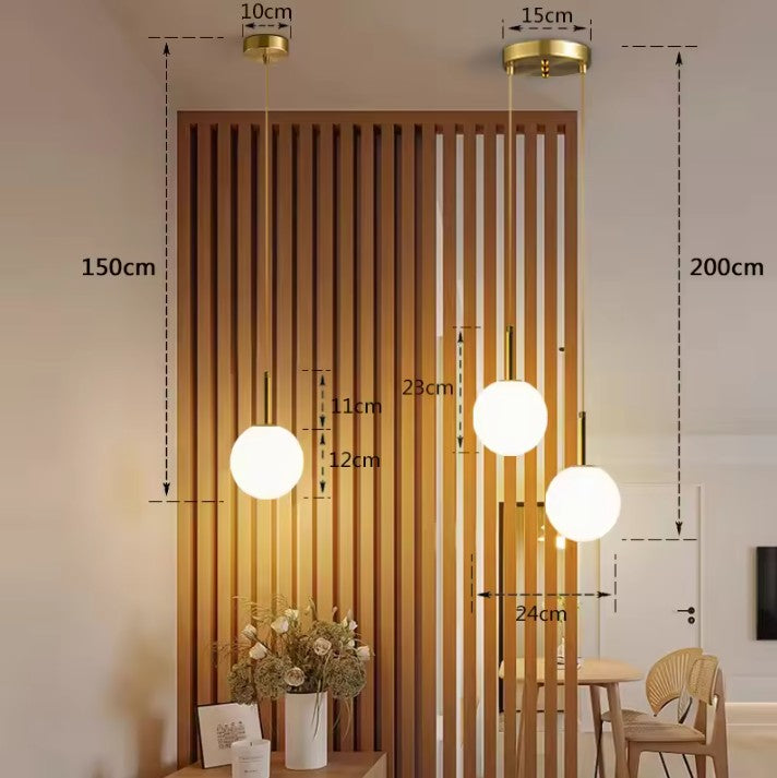 Moderne LED Hanglamp met Glazen Bol – Scandinavisch Design – Witte of Rookgrijze Plafondlamp voor Slaapkamer, Studiekamer & Hotel
