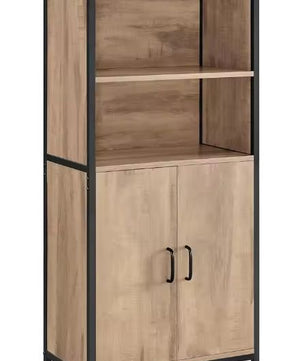 Hoge Opbergkast met 2 Open Vakken en Verstelbare Planken – 60×35×124,5 cm