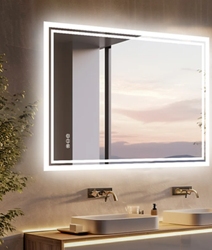 Moderne LED Badkamerspiegel – Rechthoekig, Anti-Fog & 3 Kleuren Touch Verlichting