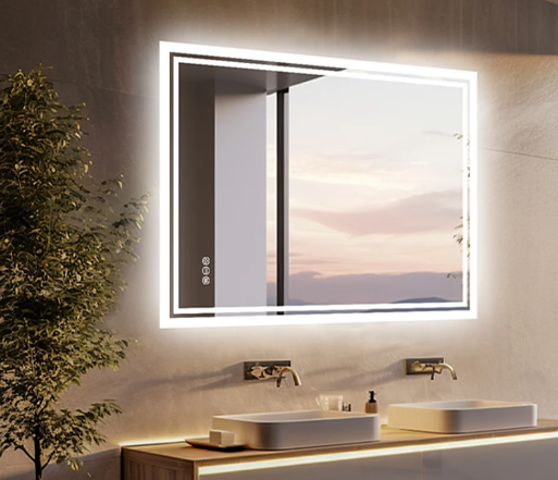 Moderne LED Badkamerspiegel – Rechthoekig, Anti-Fog & 3 Kleuren Touch Verlichting