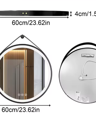 Ronde LED Badkamerspiegel – 80 cm, Zwart Frame, Anti-Fog & 3 Kleuren Verlichting