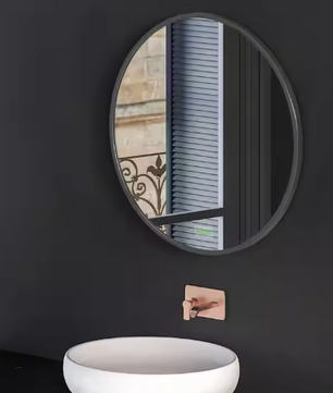 Ronde Badkamerspiegel – Ø50 cm, Zwart Aluminium Frame, Modern & Waterbestendig
